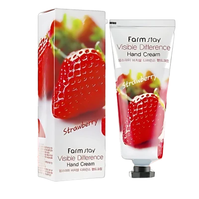 FARMSTAY Crema de maini cu extract de capsuni VISIBLE DIFFERENCE HAND CREAM STRAWBERRY 100g FARMSTAY Crema de maini cu extract de capsuni VISIBLE DIFFERENCE HAND CREAM STRAWBERRY 100g