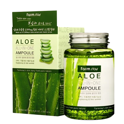 FARMSTAY Ser in fiole cu extract de aloe ALOE ALL-IN-ONE AMPOULE 250ml FARMSTAY Ser in fiole cu extract de aloe ALOE ALL-IN-ONE AMPOULE 250ml