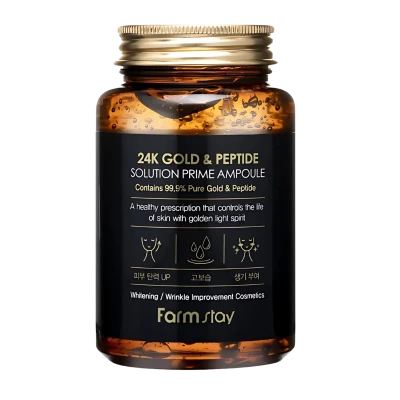 FARMSTAY Ser facial cu aur si peptide 24K GOLD&PEPTIDE SOLUTION PRIME AMPOULE 250ml FARMSTAY Ser facial cu aur si peptide 24K GOLD&PEPTIDE SOLUTION PRIME AMPOULE 250ml