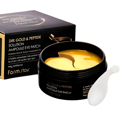 FARMSTAY Patchuri hidrogel cu aur si peptide 24K GOLD & PEPTIDE SOLUTION AMPOULE EYE PATCH 60 buc FARMSTAY Patchuri hidrogel cu aur si peptide 24K GOLD & PEPTIDE SOLUTION AMPOULE EYE PATCH 60 buc