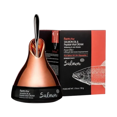 FARMSTAY Крем для лица с лососевым маслом и пептидами SALMON OIL & PEPTIDE VITAL CREAM 50g FARMSTAY Крем для лица с лососевым маслом и пептидами SALMON OIL & PEPTIDE VITAL CREAM 50g