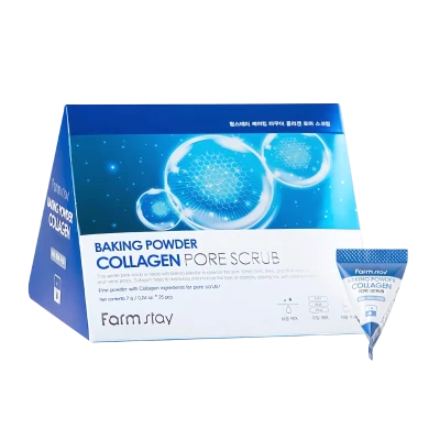 FARMSTAY Scrub pentru fata cu bicarbonat de sodiu si colagen BAKING POWDER COLLAGEN PORE SCRUB 7g*25 FARMSTAY Scrub pentru fata cu bicarbonat de sodiu si colagen BAKING POWDER COLLAGEN PORE SCRUB 7g*25