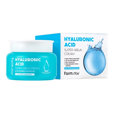 FARMSTAY Crema pentru fata cu acid hialuronic HYALURONIC ACID SUPER AQUA CREAM 100ml FARMSTAY Crema pentru fata cu acid hialuronic HYALURONIC ACID SUPER AQUA CREAM 100ml