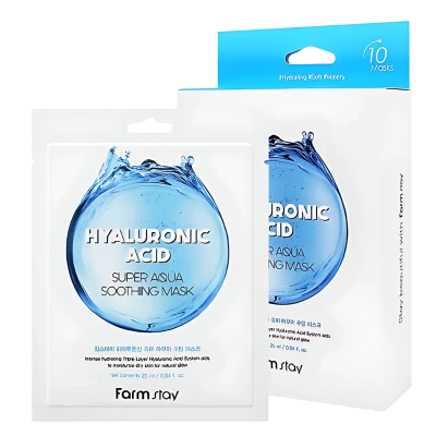 FARMSTAY Masca pentru fata hialuronic HYALURONIC ACID SUPER AQUA SOOTHING MASK 25ml*10 FARMSTAY Masca pentru fata hialuronic HYALURONIC ACID SUPER AQUA SOOTHING MASK 25ml*10