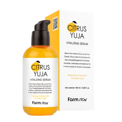 FARMSTAY Ser cu extract de yuzu CITRUS YUJA VITALIZING SERUM 100ml FARMSTAY Ser cu extract de yuzu CITRUS YUJA VITALIZING SERUM 100ml