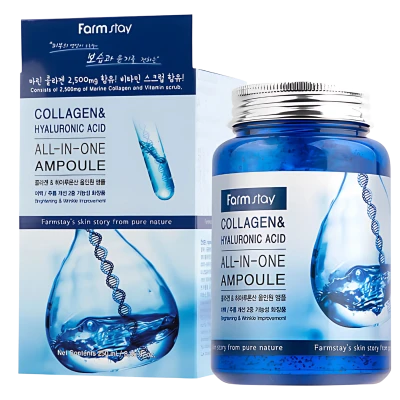 FARMSTAY Ser in fiole COLLAGEN & HYALURONIC ACID ALL-IN-ONE AMPOULE 250ml FARMSTAY Ser in fiole COLLAGEN & HYALURONIC ACID ALL-IN-ONE AMPOULE 250ml