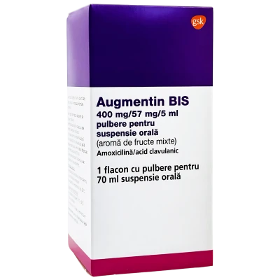 Augmentin BIS pulb./susp. orala 400 mg + 57 mg/5 ml 70 ml N1 Augmentin BIS pulb./susp. orala 400 mg + 57 mg/5 ml 70 ml N1
