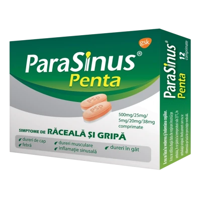 ParaSinus Penta comprimate 500 mg+25 mg+5 mg+20 mg+38 mg N12