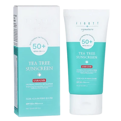 Jigott Crema de protectie solara cu arbore de ceai Signature Tea Tree Sunscreen SPF50+ 50 ml Jigott Crema de protectie solara cu arbore de ceai Signature Tea Tree Sunscreen SPF50+ 50 ml
