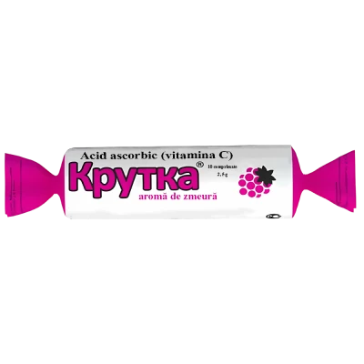 Acid ascorbic cu zahar si glucoza (zmeura) comp. 25 mg "Крутка" N10 Acid ascorbic cu zahar si glucoza (zmeura) comp. 25 mg "Крутка" N10